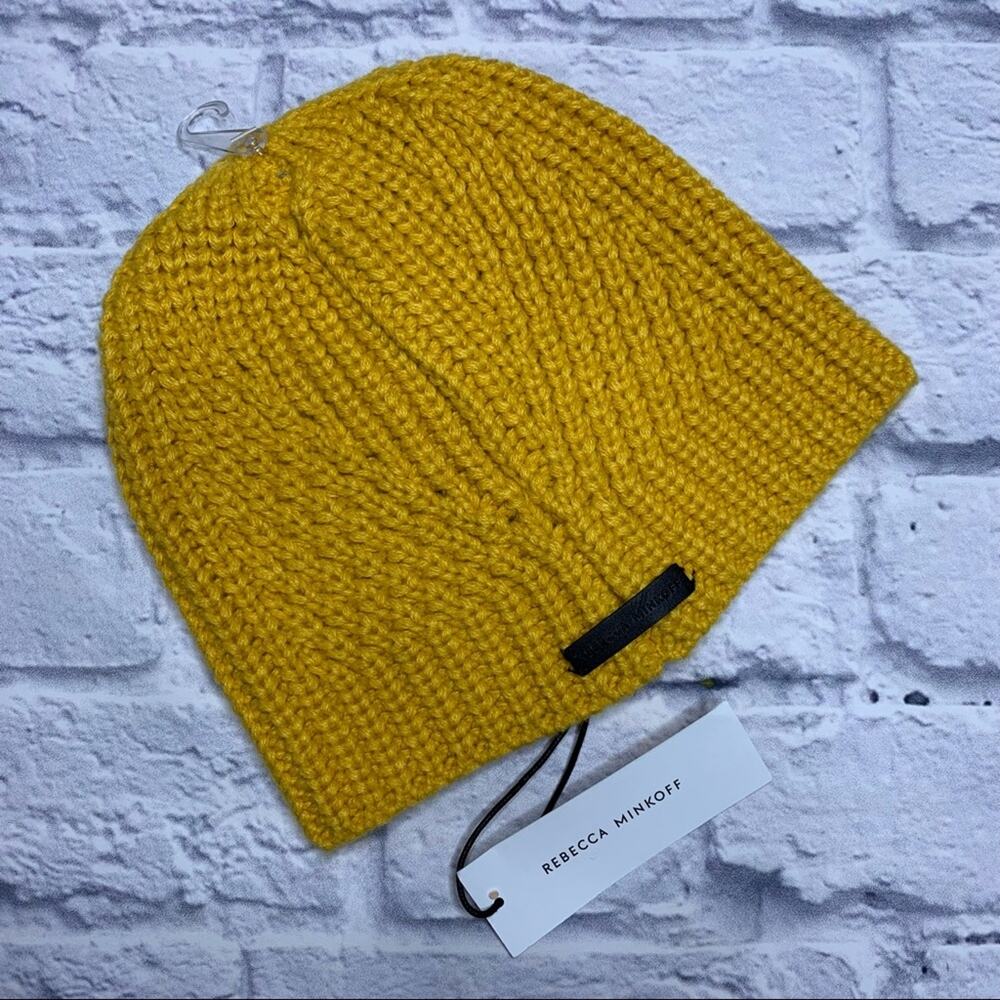 Rebecca Minkoff Traveling Rib Beanie in Yellow